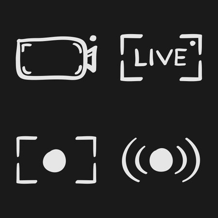 hand drawn live streaming icon in doodle styleのイラスト素材