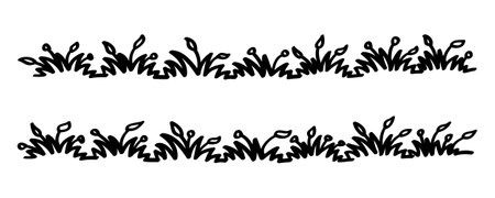 hand drawn grass collection doodle styleのイラスト素材