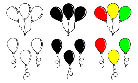 hand drawn ballon in doodle styleのイラスト素材