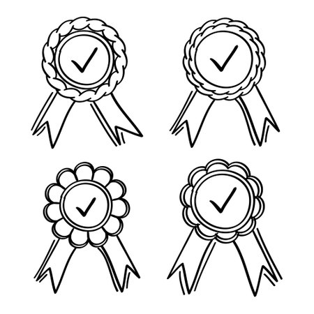 hand drawn medal icon in doodle styleのイラスト素材
