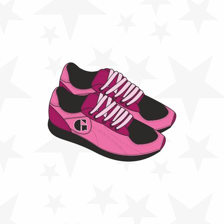 Sneaker for man or woman. Trainer running casual gym shoes. Sports accessory. - Vectorのイラスト素材