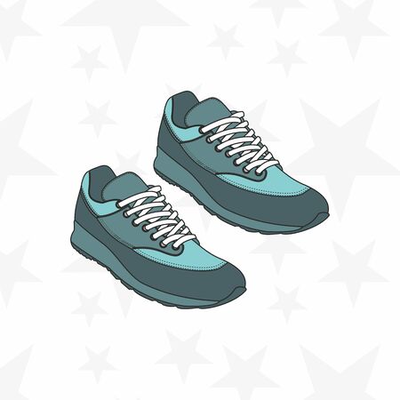 Sneaker for man or woman. Trainer running casual gym shoes. Sports accessory. - Vectorのイラスト素材