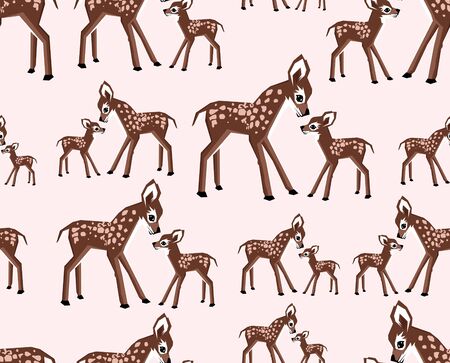 Seamless Cute Animals. Baby Deer Background. Animals Print. - illustration.の写真素材