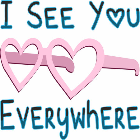 Valentine's Day Concept Vector Design, Loving Text with Heart Shaped Glasses.のイラスト素材
