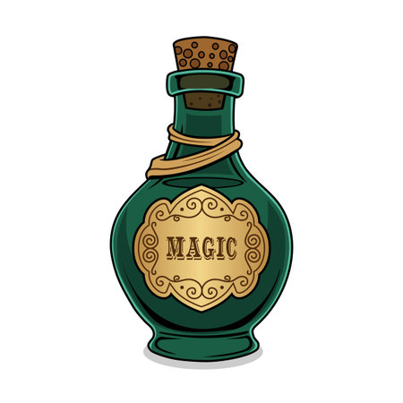 Potion bottle vector illustration, fantasy and magical object design on transparent backgroundのイラスト素材