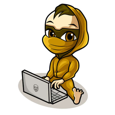 cute mascot hacker vector illustration templateのイラスト素材