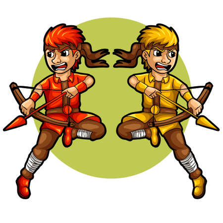 two archer boy vector illustrationのイラスト素材