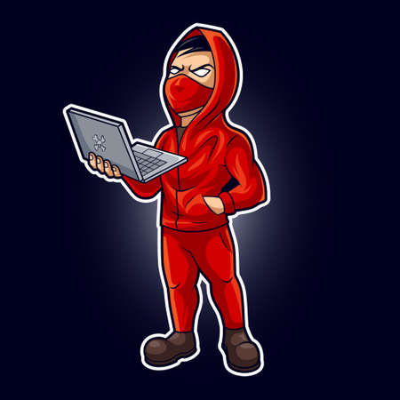 hacker mascot vector illustrationのイラスト素材