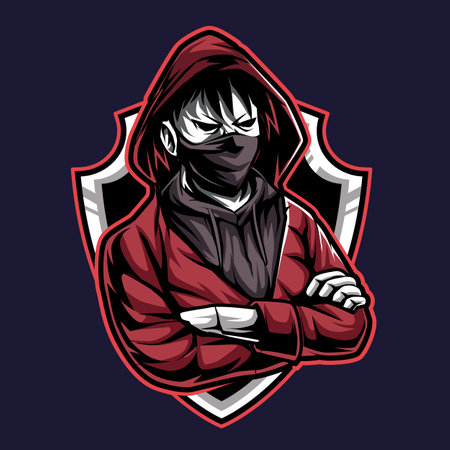 hacker mascot for sports and esports logoのイラスト素材