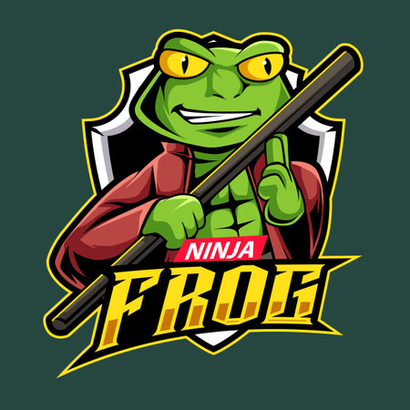 ninja frog mascot gaming logo illustrationのイラスト素材