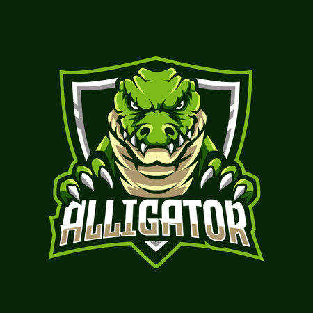 alligator angry mascot gaming logo sport illustrationのイラスト素材
