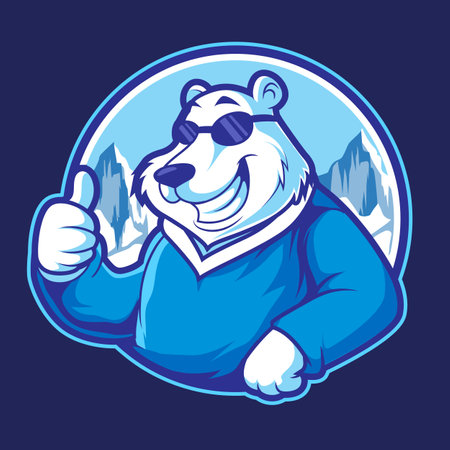 polar bear funny mascot logo vector background illustration conceptのイラスト素材