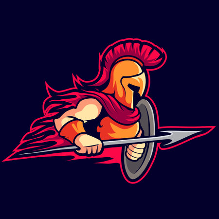 Spartan Warrior Logo Vector Mascot Designのイラスト素材