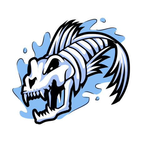 Fish skeleton ghost mascot animal logo vectorのイラスト素材