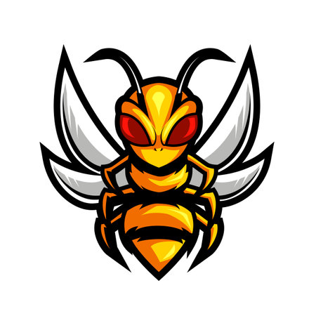 Angry bee esport mascot logo design illustrationのイラスト素材