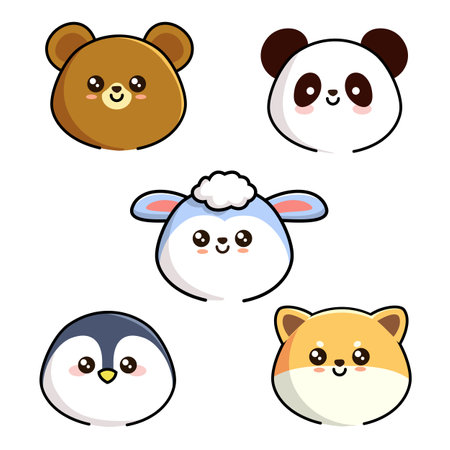 Set of Cute Animals on a white backgroundのイラスト素材