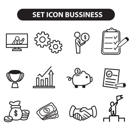 Bussiness teamwork and management line icons collection. Line icons collection vector.のイラスト素材