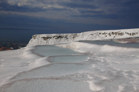Carbonate travertines natural pools, Pamukkale, Turkeyの写真素材