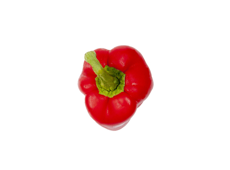 Red bell pepper on white background, top viewの写真素材