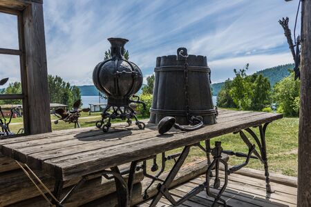 Irkutsk Region, Taltsy, Museum of Ancient Zotchestvo, June 2019 forged metal productsのeditorial素材