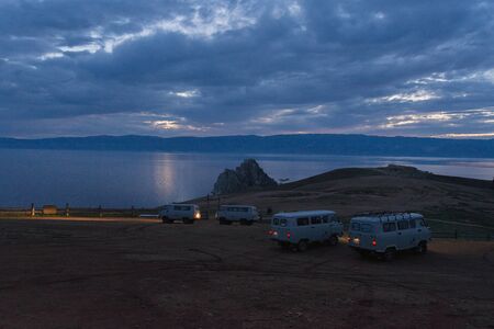 view of the gorgeous sunset from the island of Olkhon on Lake Baikalのeditorial素材