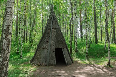 Taltsy Museum of Wooden Architecture, June 2019, Evenk campの写真素材