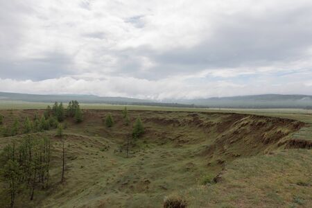 Olkhon island, Khuzhir village, June 2019, view of Lake Baikal on a cloudy dayの写真素材