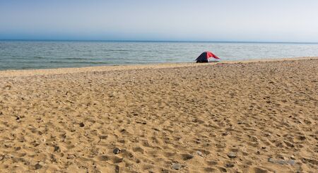Beautiful view of Lake Baikal on a clear summer day from the shore of Olkhon Islandの写真素材