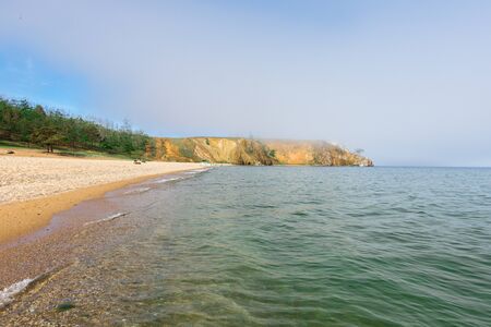 Beautiful view of Lake Baikal on a clear summer day from the shore of Olkhon Islandの写真素材