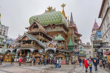 Moscow January 3, 2020 the ancient Kremlin in Izmailovo, photo taken in winter on a cloudy dayのeditorial素材
