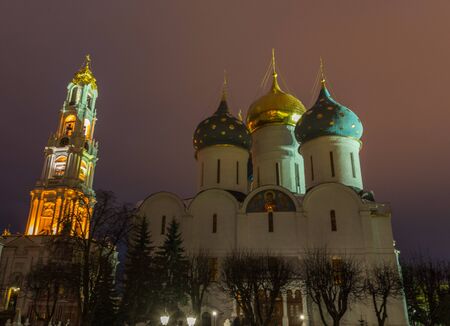 Russia, Sergiev Posad January 6, 2020 view of the Trinity Sergius Lavra, photo taken on a winter eveningのeditorial素材