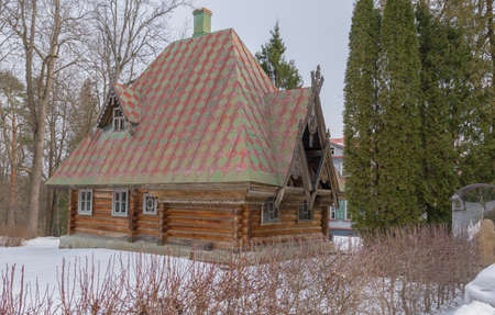 Russia, Abramtsevo estate March 1, 2020, view of the Ropet house, photo taken on a sunny winter dayのeditorial素材