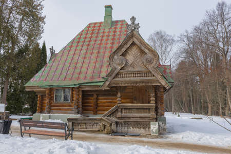 Russia, Abramtsevo estate March 1, 2020, view of the Ropet house, photo taken on a sunny winter dayのeditorial素材