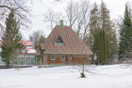 Russia, Abramtsevo estate March 1, 2020, view of the Ropet house, photo taken on a sunny winter dayのeditorial素材