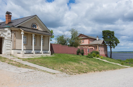 Russia June 25, 2020 Sviyazhsk, view of the Civil War Museum and a beautiful view of the Volga, photo taken on a sunny summer dayのeditorial素材