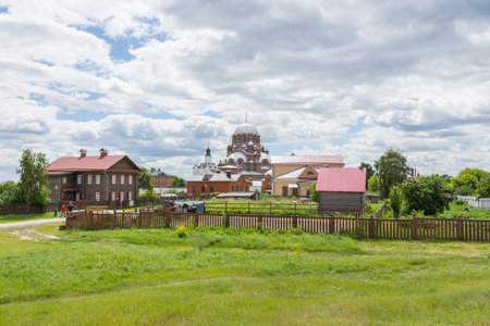Russia June 25, 2020 Sviyazhsk Island, view of the Sorrow Cathedral, photo taken on a sunny summer...