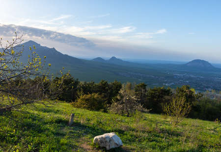 Russia May 3 Pyatigorsk, view of the city of Pyatigorsk from the top of Mount Mashuk, photo was taken on a sunny clear dayの写真素材