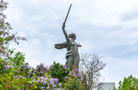 Russia, May 9, 2021, the city of Volgograd, a view of the Motherland sculpture standing in...
