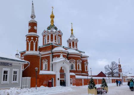 Russia January 02, 2022 Kolomna, view of the Holy Cross Cathedral, photo taken on a cloudy winter dayのeditorial素材