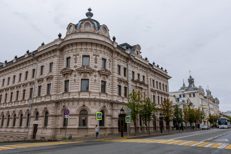 Kazan September 18, 2022, view of the Aleksandrovsky Passage, photo taken on a cloudy dayのeditorial素材