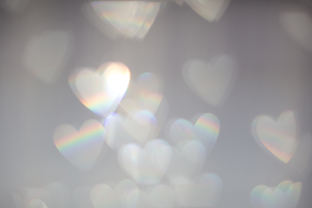 Pastel Heart Bokeh on a white Backgroundの写真素材