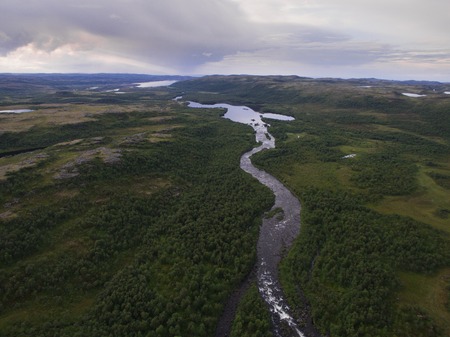 Top View of River in Rainforest, Russia