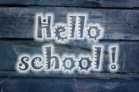 Hello school blackboardの写真素材