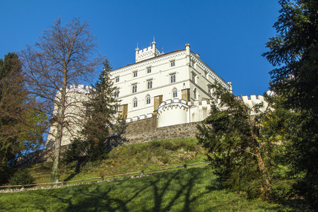 Trakoscan castle on the hill in Zagorje, Croatiaのeditorial素材