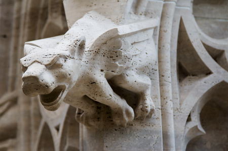 Gargoyle, detail on the facade of the cathedral in Zagreb Croatiaの写真素材