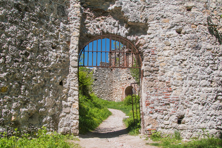 The gates of the old ruined medieval fortress Samobor, Croatiaの写真素材