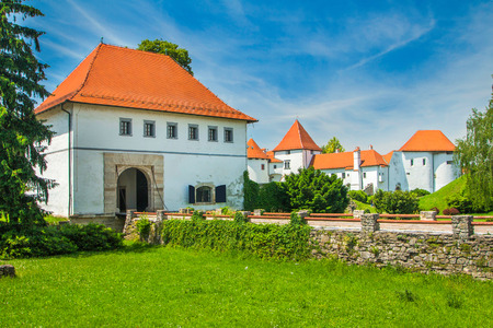 Old city gates and castle in Varazdin, Croatia, originally built in the 13th centuryの写真素材