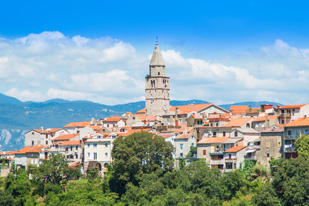 Panoramic view of the old town of Vrbnik on the Island of Krk, Croatiaの写真素材