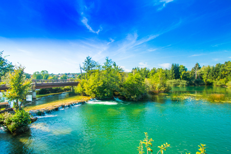 Mreznica, Belavici village, Croatia, beautiful panorama of waterfall and green natureの写真素材