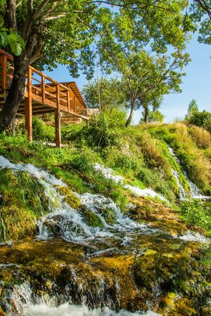 Beautiful nature landscape, Zrmanja river in Muskovci in Croatiaの写真素材